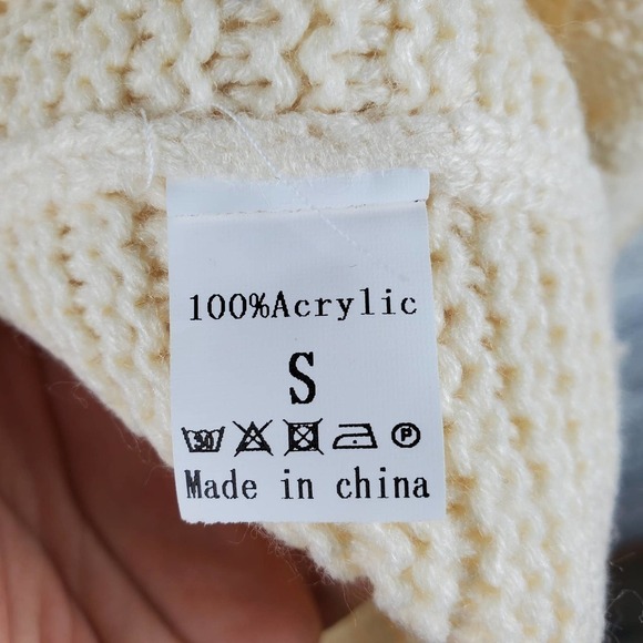 Pinstory Cream Knit Open Front Cardigan Sweater Size Small - Picture 6 of 6